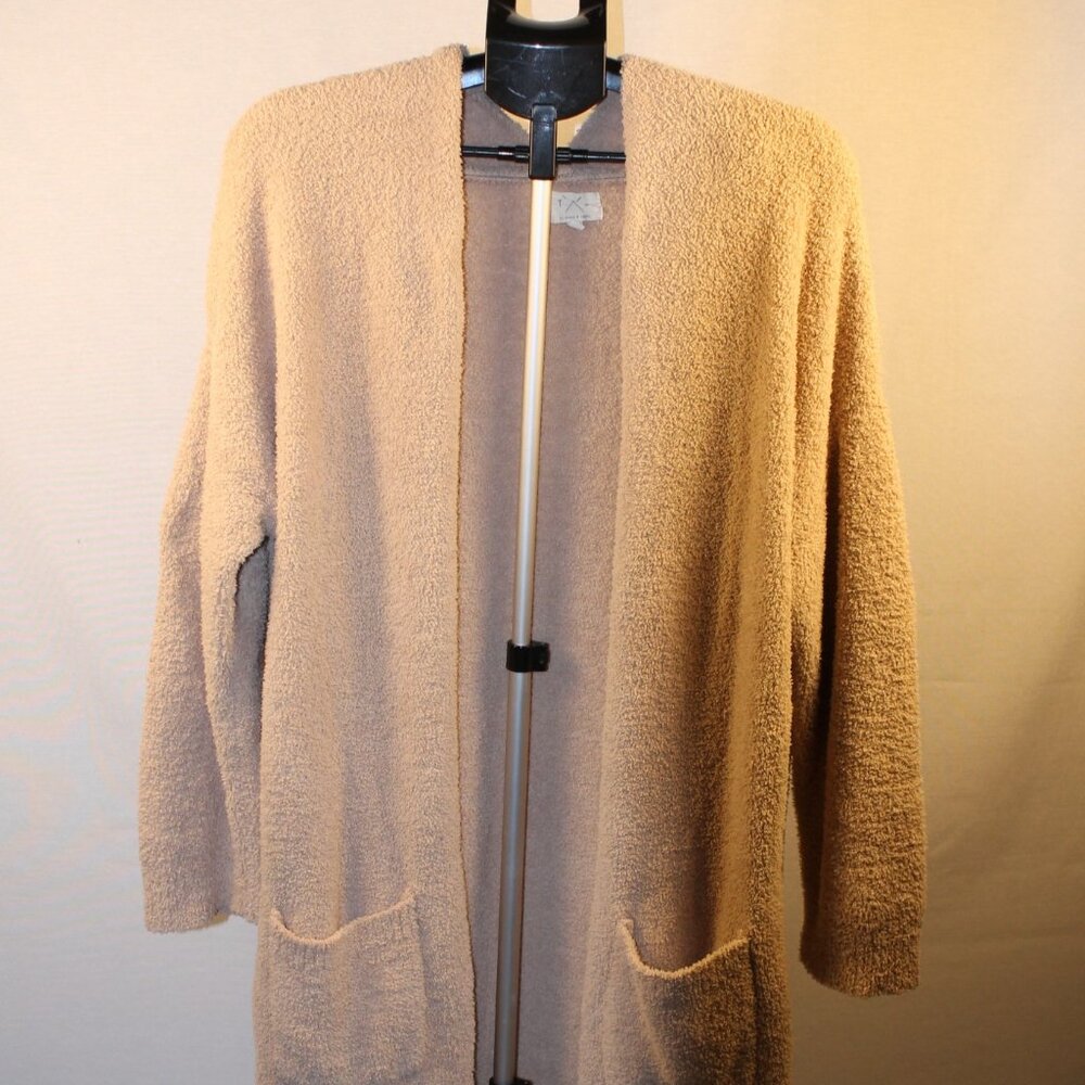 Thread and Supply 2XL, Tan, long cardigan with pockets